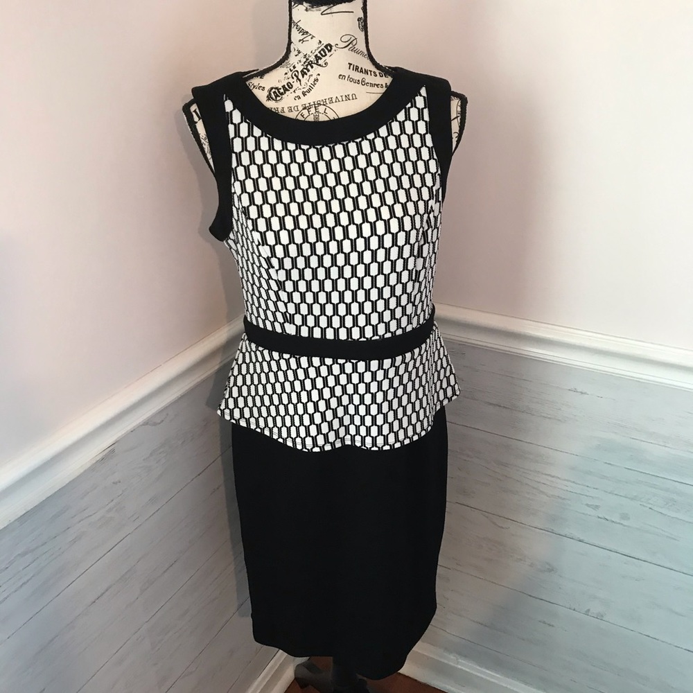 Shelby&Palmer Black&White Peplum Dress Size 6